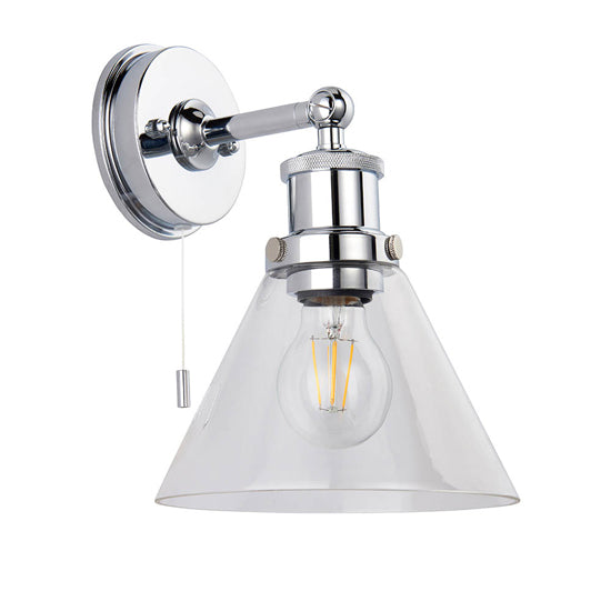 Arcata Wandleuchte aus klarem Glas mit Chrombeschichtung